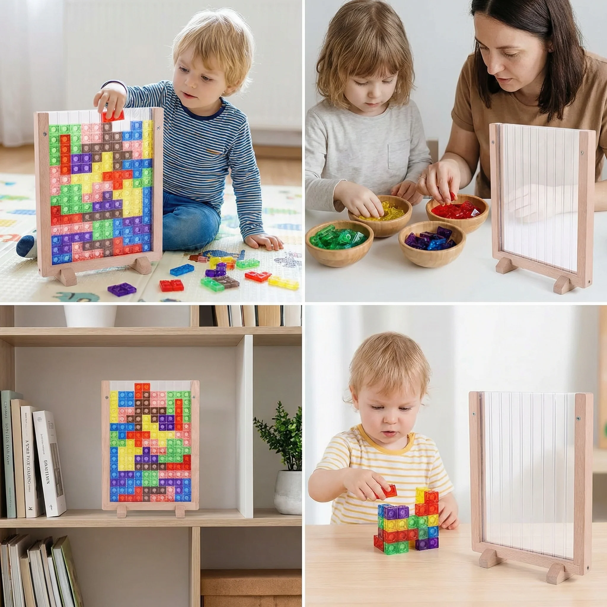 3D Colour Block Puzzle with Wooden Frame – Montessori Learning Toy - Image 4