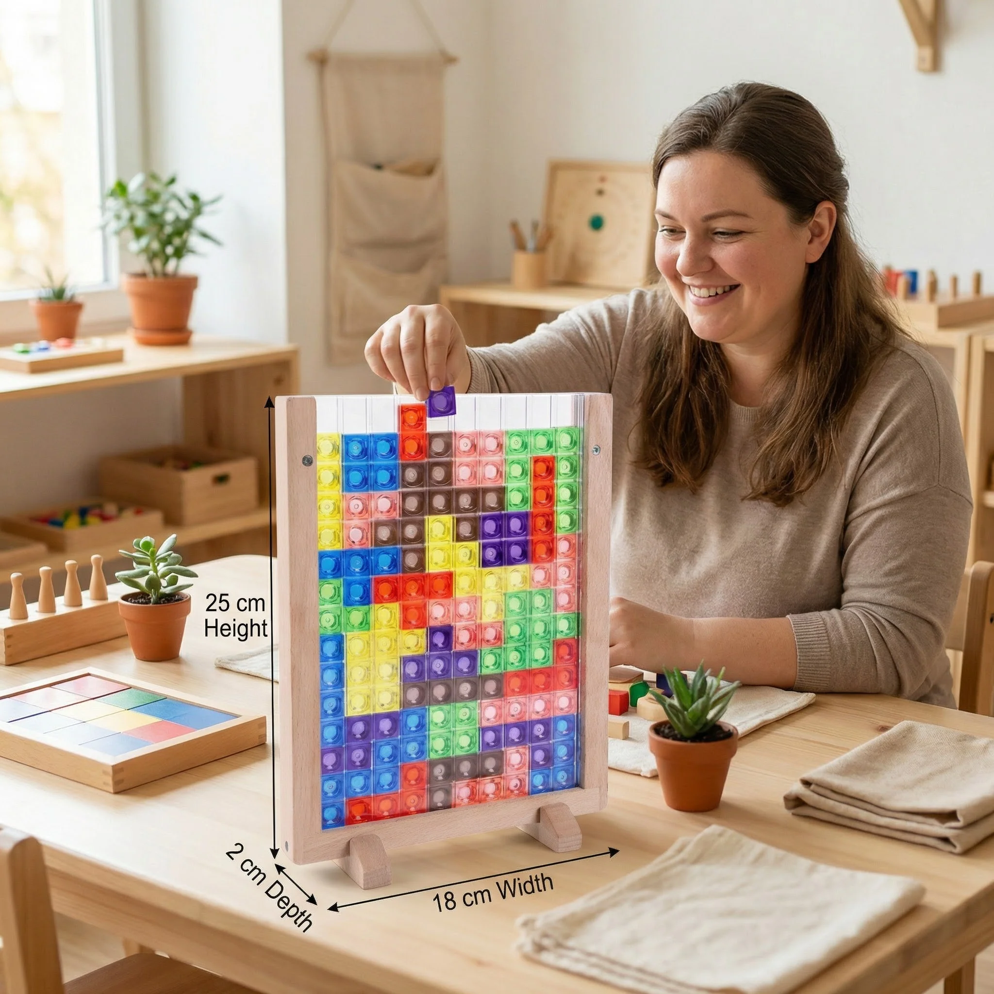 3D Colour Block Puzzle with Wooden Frame – Montessori Learning Toy - Image 5