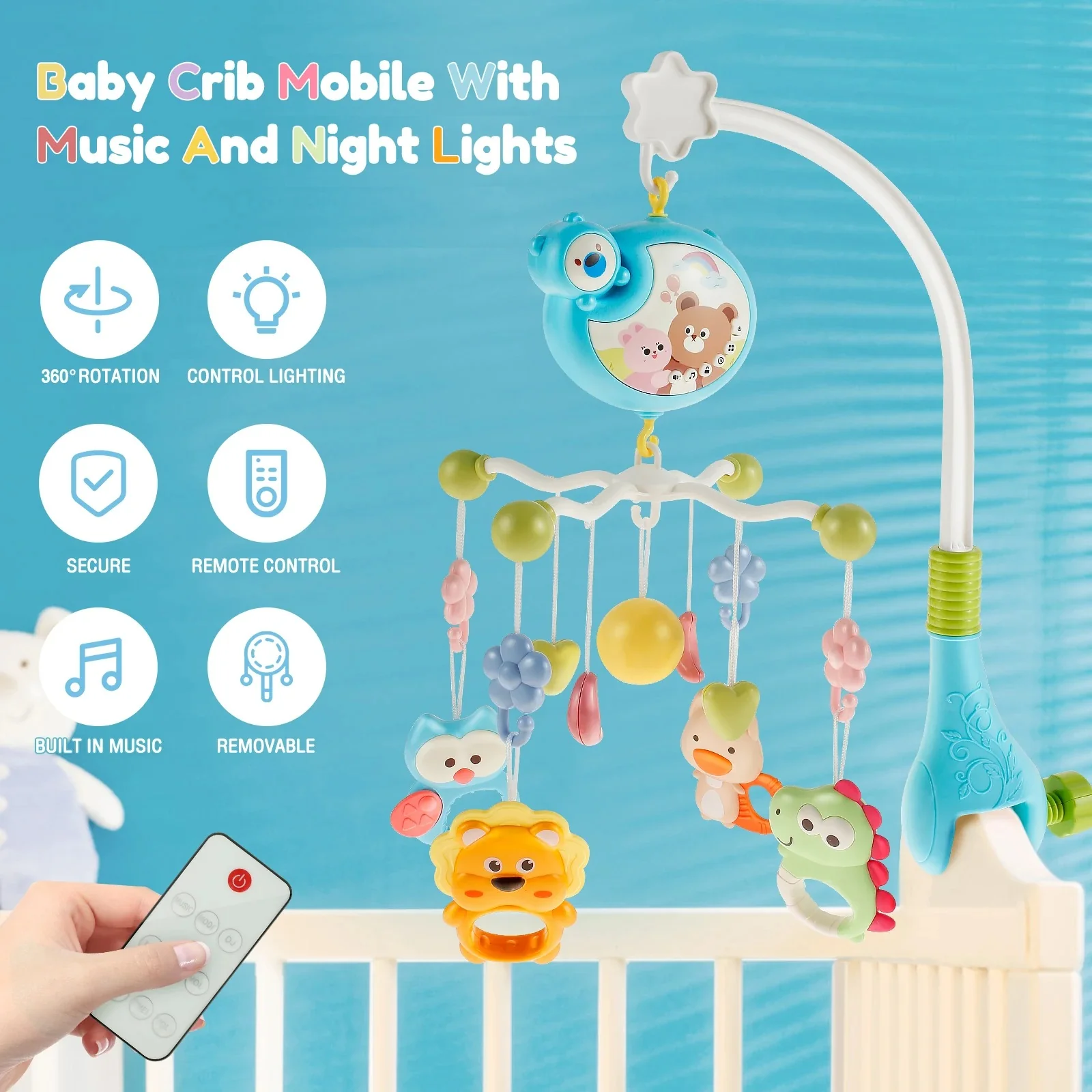 Baby crib music mobile rattle toy - Image 5