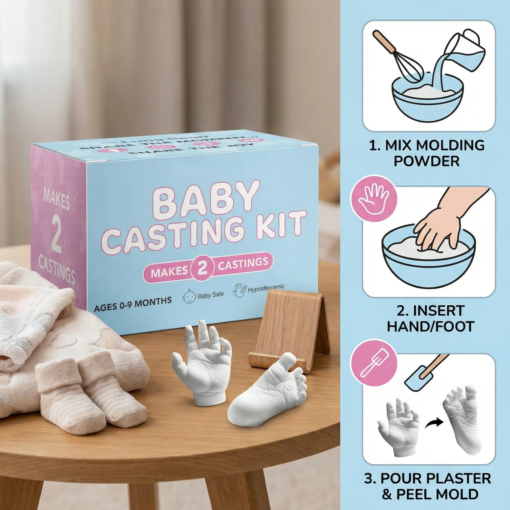 Baby Hand & Footprint Keepsake Kit – Memory Set for Newborns & Parents - Image 3