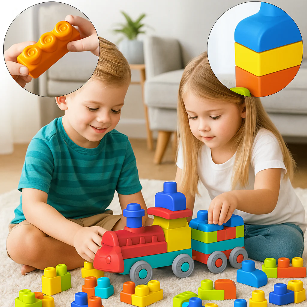 Children's Safe Rubber Building Blocks for Early Education - Image 3