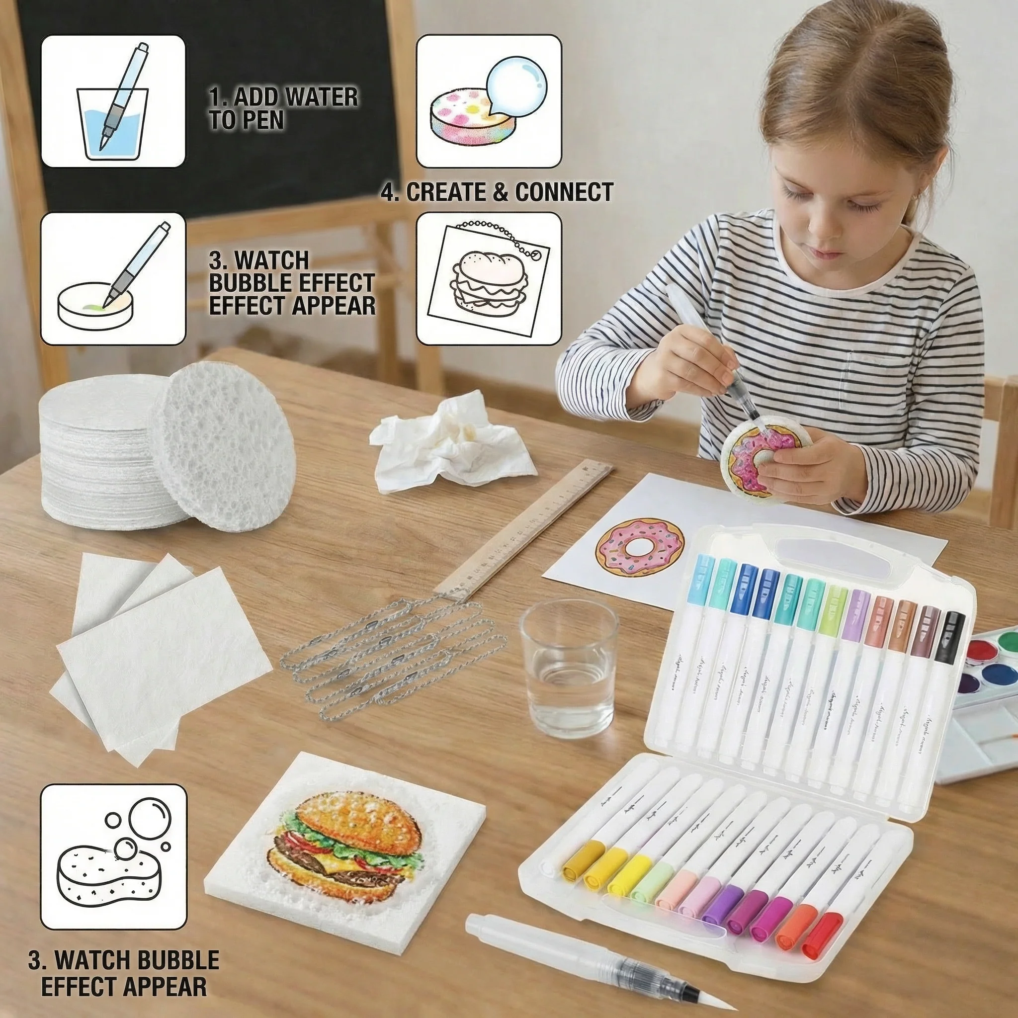 Creative Sponge Painting Art Set for Kids – DIY Bubble Effect Craft Kit - Image 3