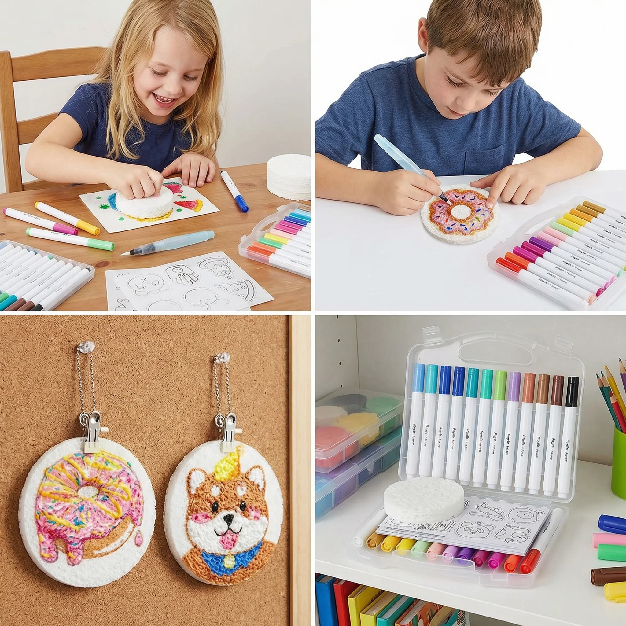 Creative Sponge Painting Art Set for Kids – DIY Bubble Effect Craft Kit - Image 4