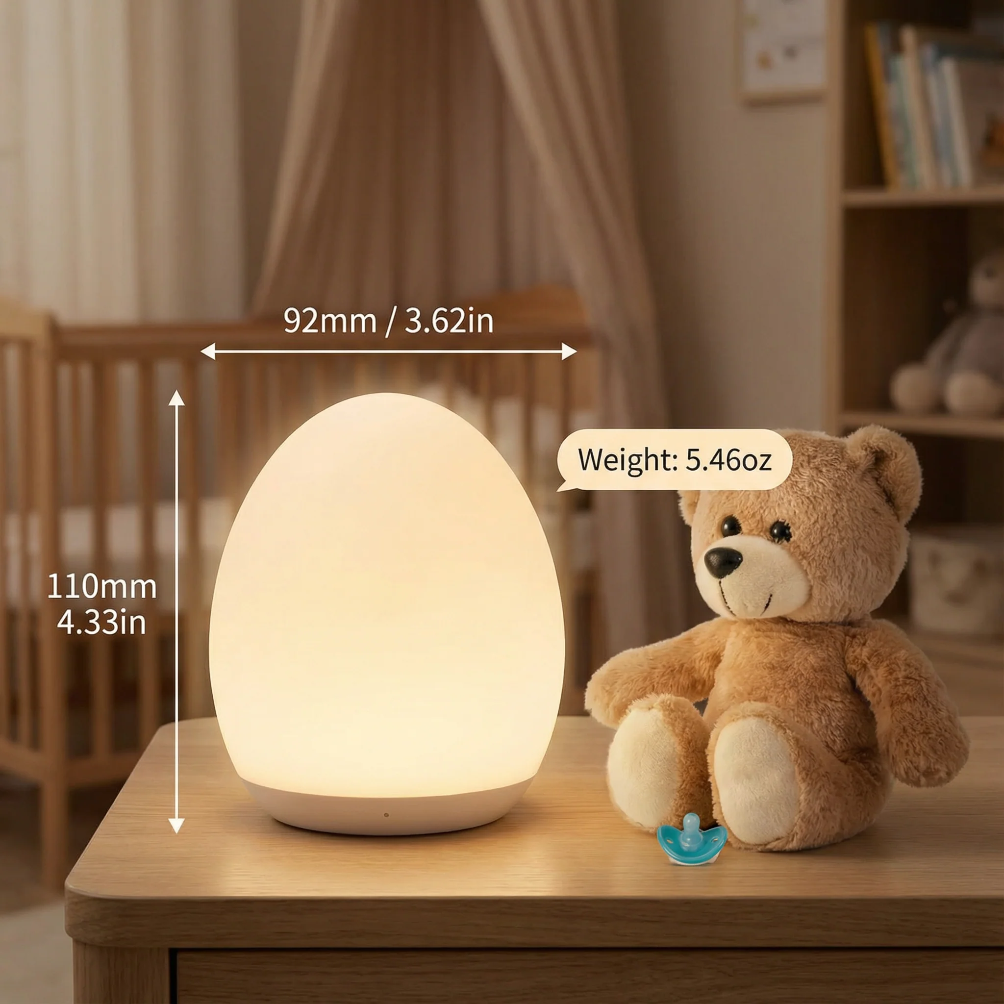Egg-Shaped Silicone Night Light – Touch Control - Image 4