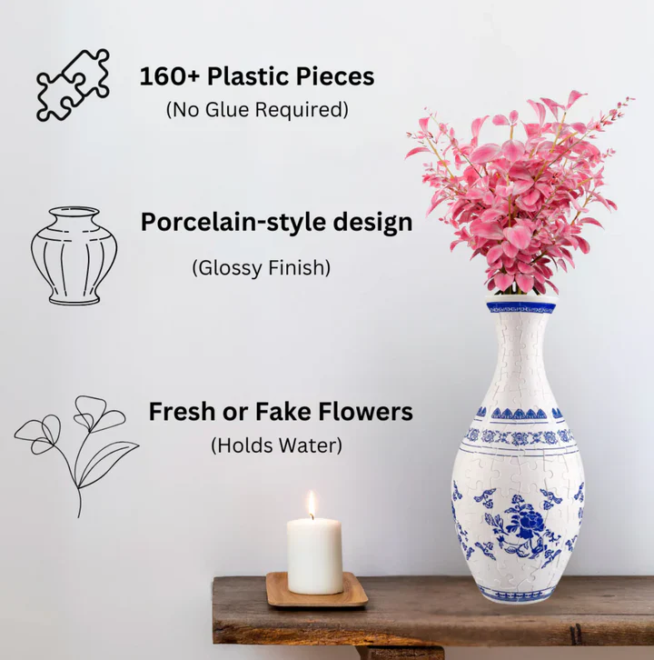 Elegant 3D puzzle vase - Suitable for real flowers - Image 3