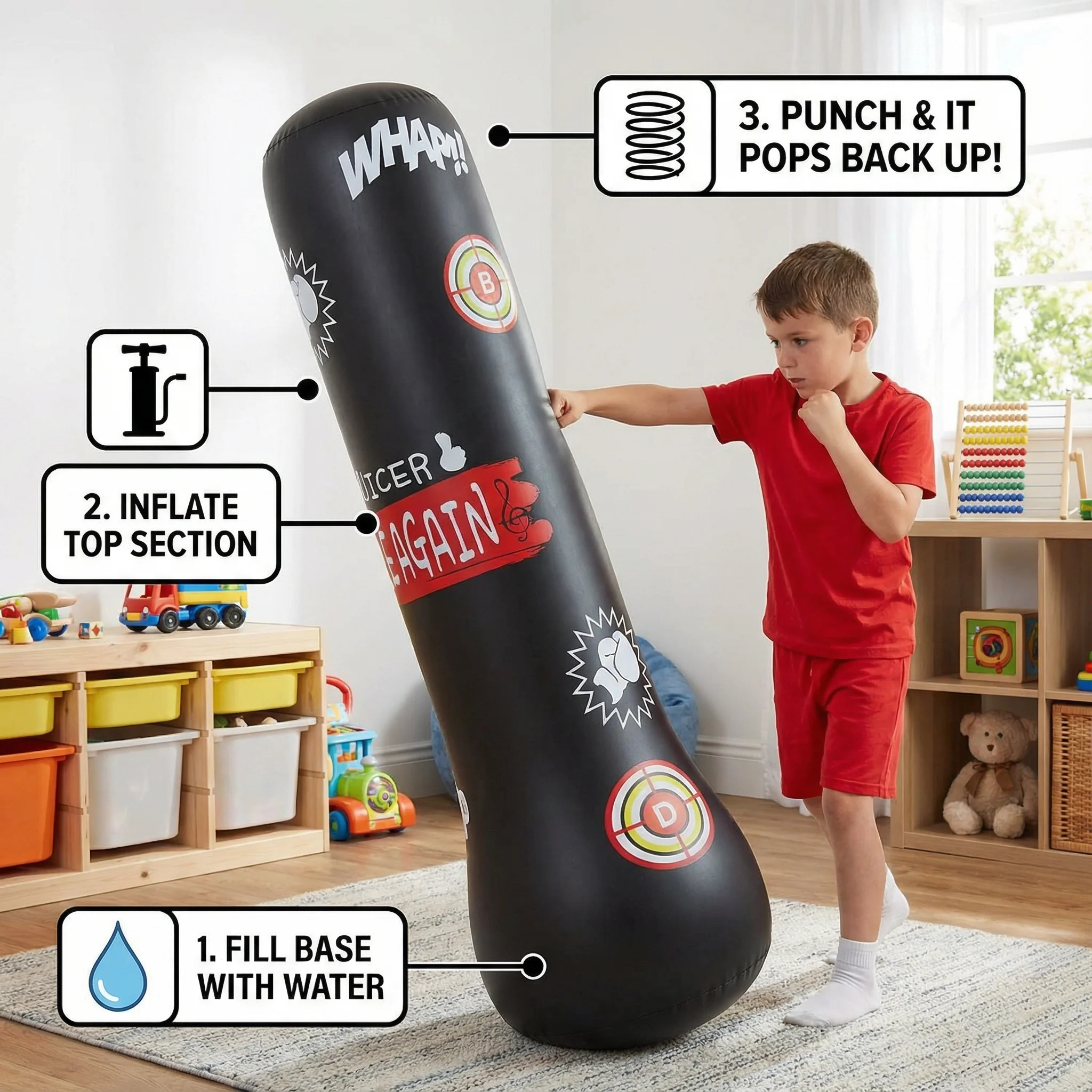 Inflatable Kids Punch Bag with Water Base - Image 3