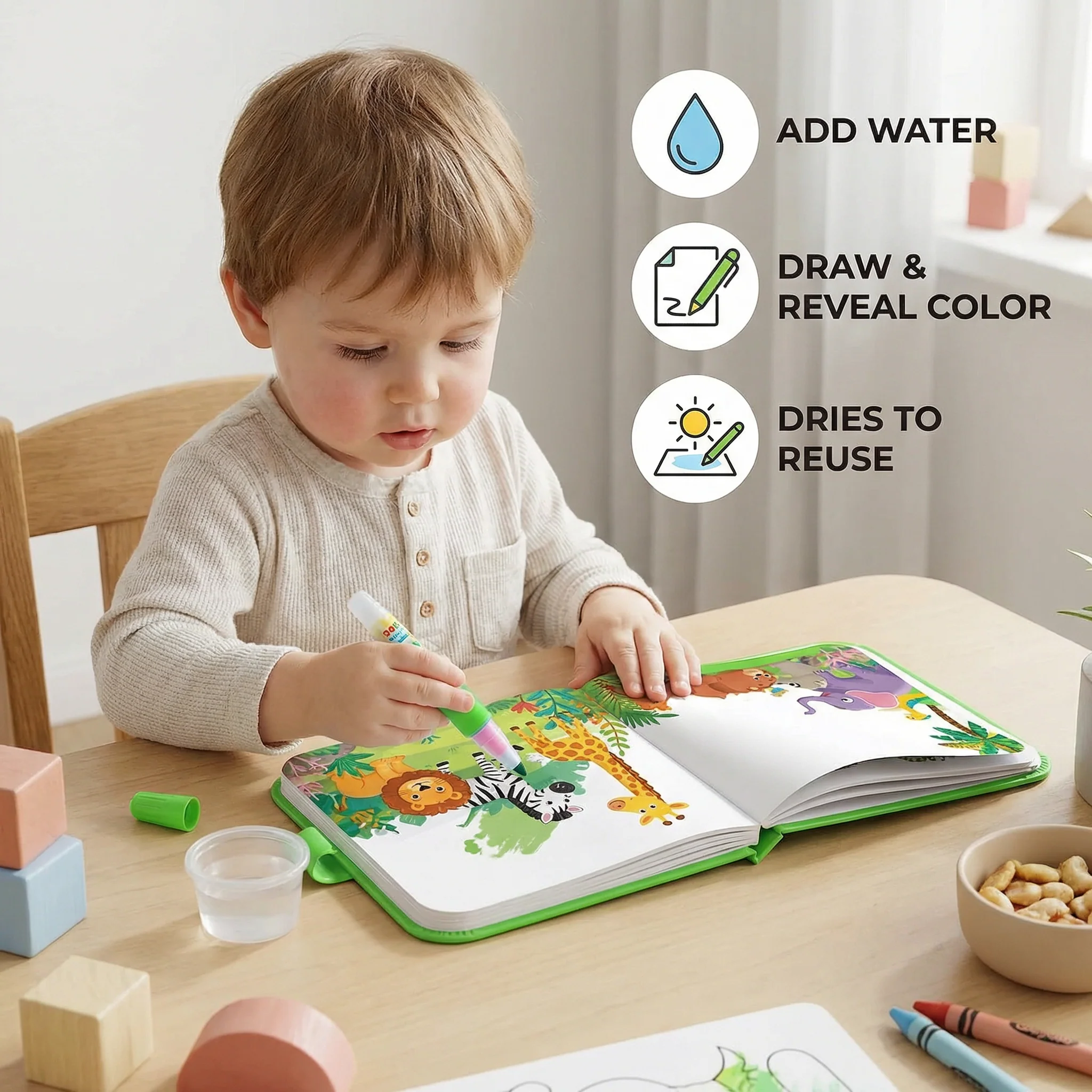 Magic Water Drawing Book – Reusable Mess-Free Colouring Fun - Image 3