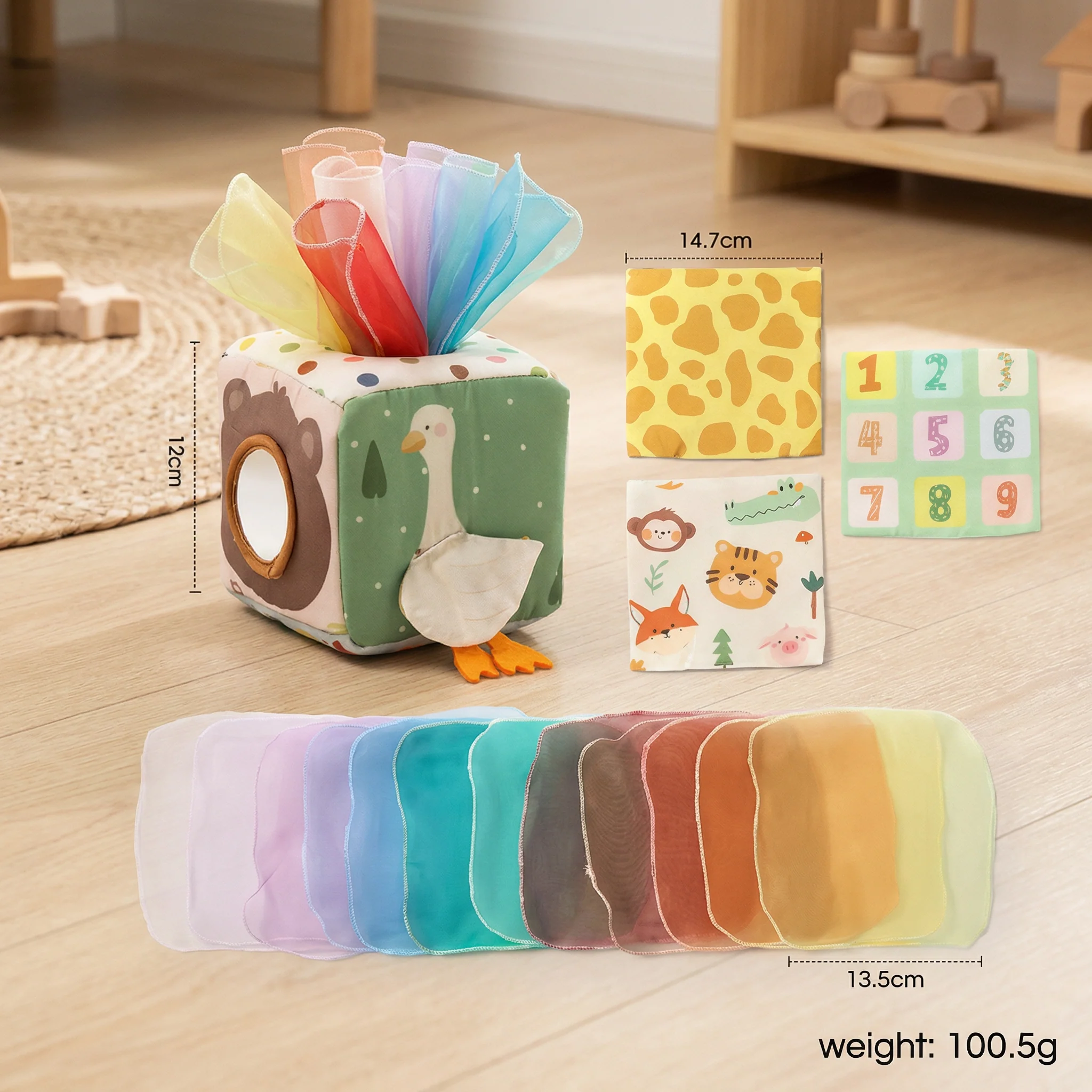 Montessori Baby Sensory Tissue Box – Soft Crinkle & Touch Activity Toy - Image 5