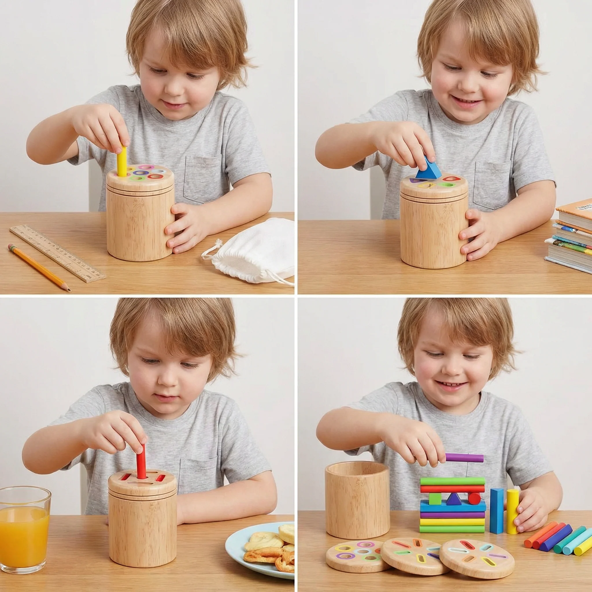 Montessori Wooden Colour & Shape Sorting Toy – Fine Motor Skills Learning Puzzle - Image 4