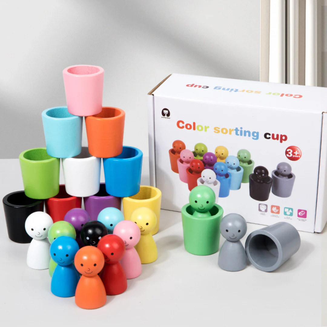 Montessori Wooden Colour Sorting Cup Game - Image 4