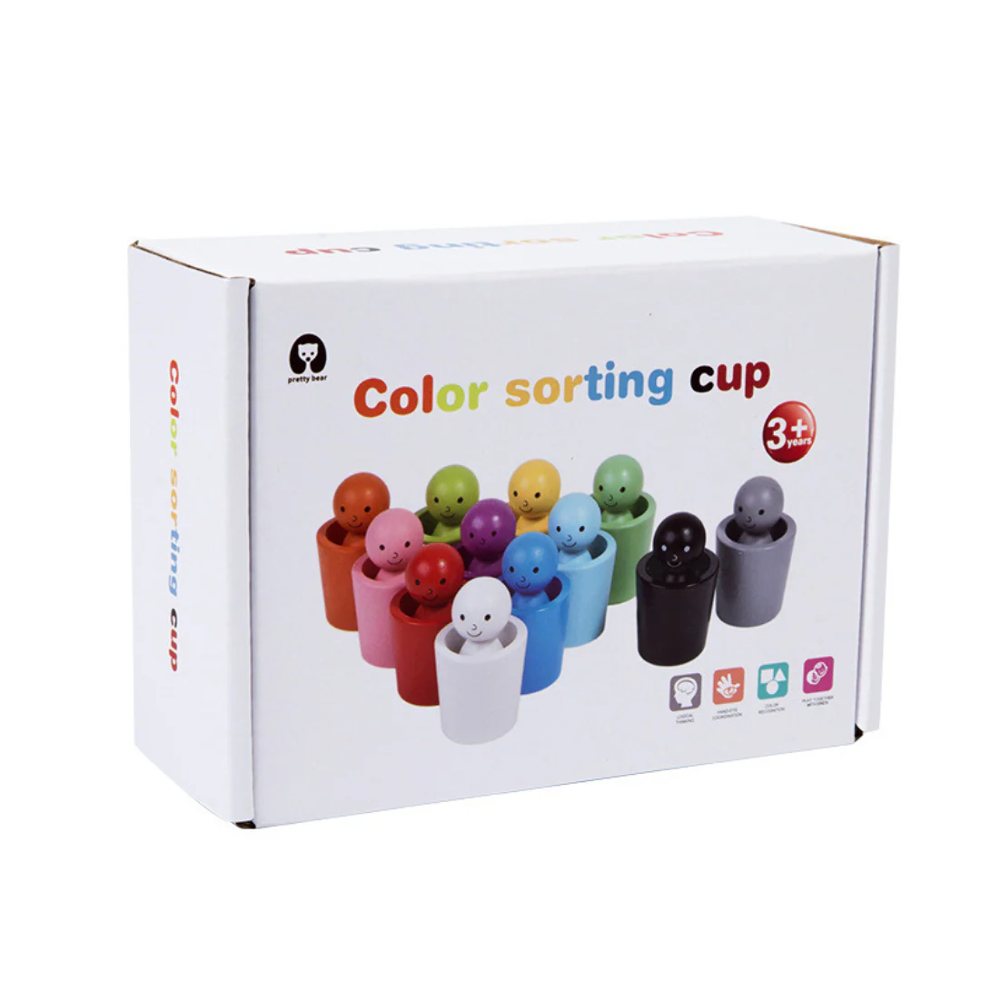 Montessori Wooden Colour Sorting Cup Game - Image 5