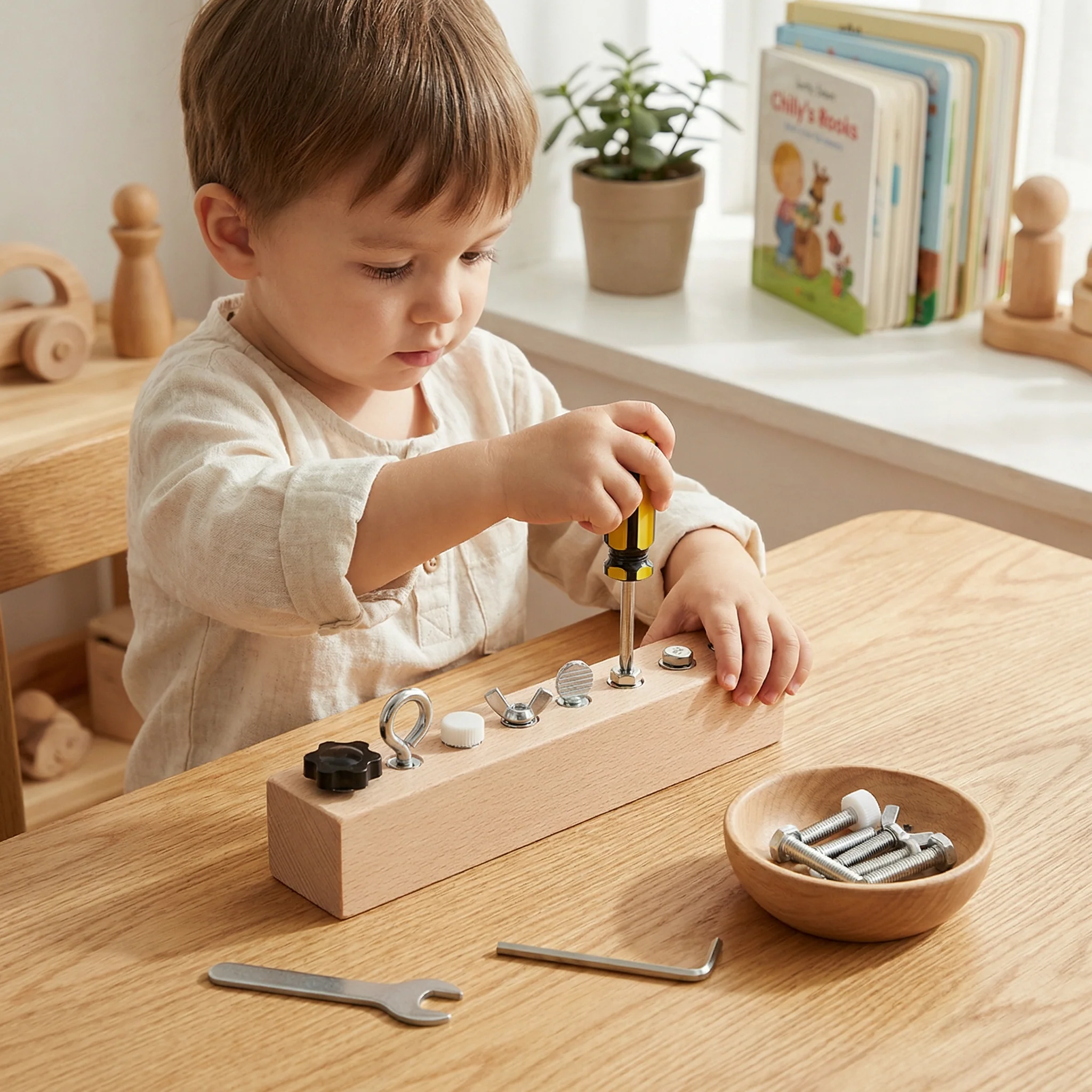 Montessori Wooden Screw & Nut Toy – Fine Motor Skills & Focus Training for Kids - Image 6