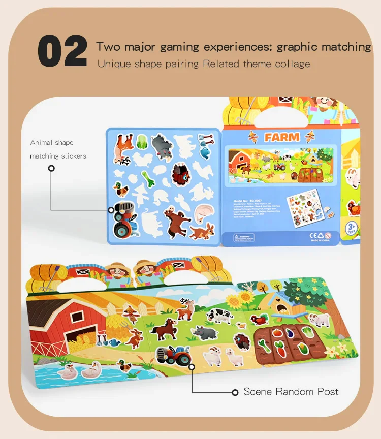 Reusable Montessori sticker books with various themes - Image 8