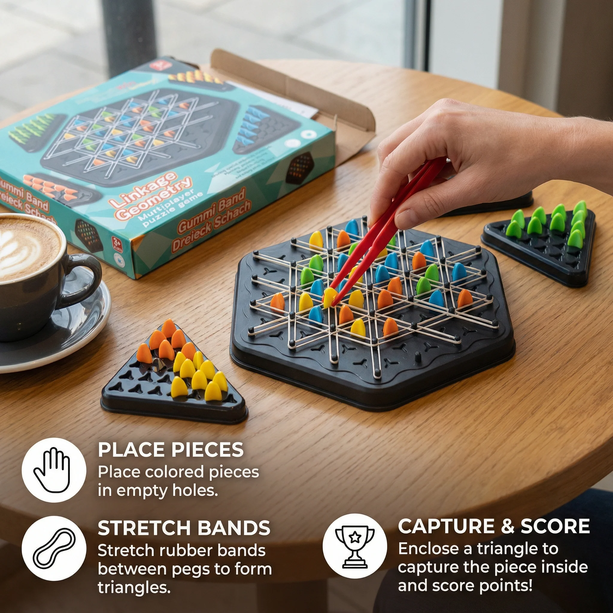 Rubber band triangle chess family game - Image 3
