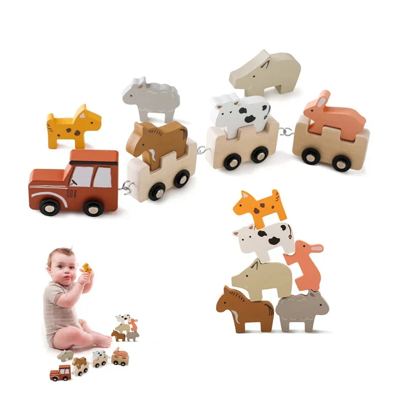 Wooden Farm Animal Train Set - Image 6