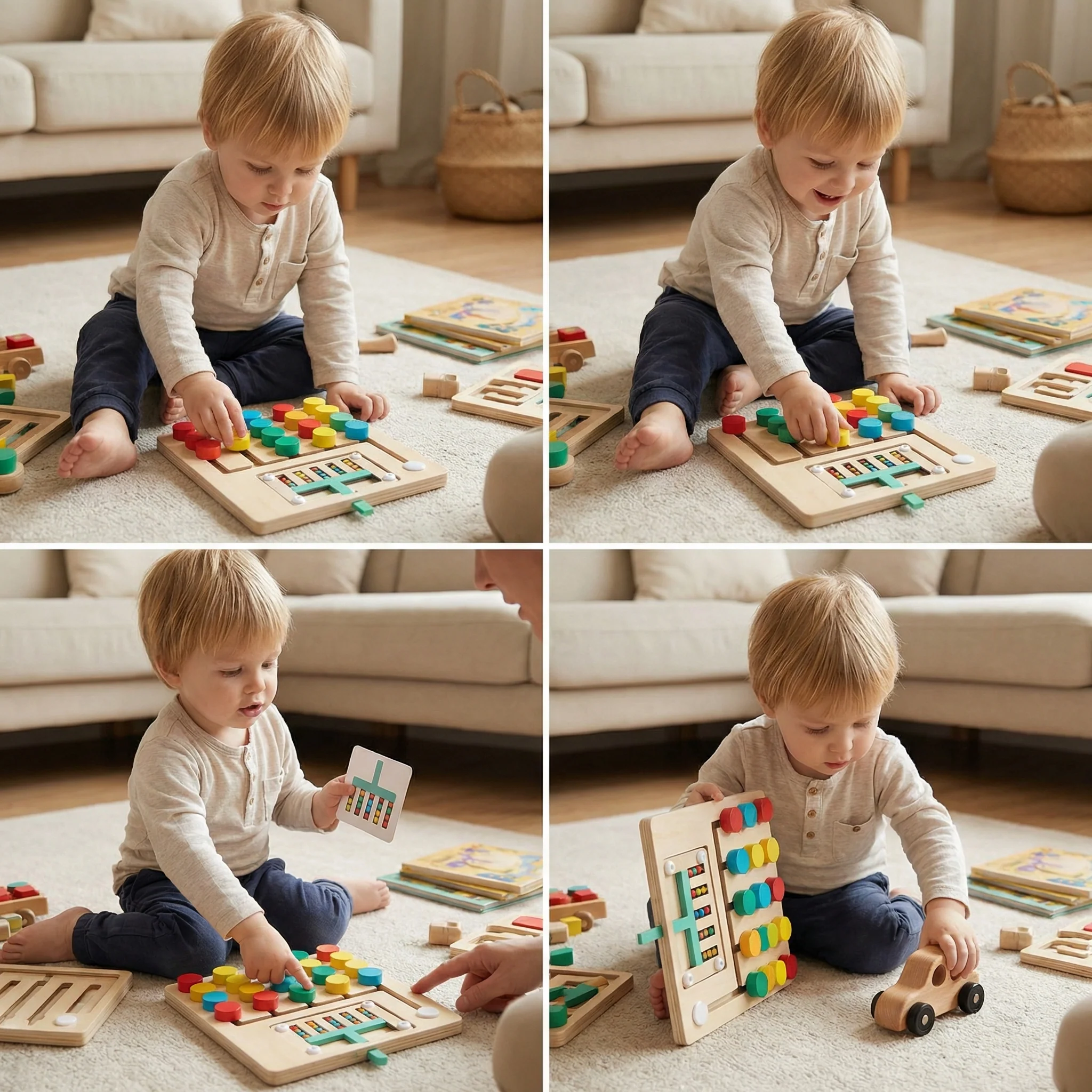 Wooden Four-Colour Logic Sorting Game – Montessori Learning & Thinking Toy for Kids - Image 4